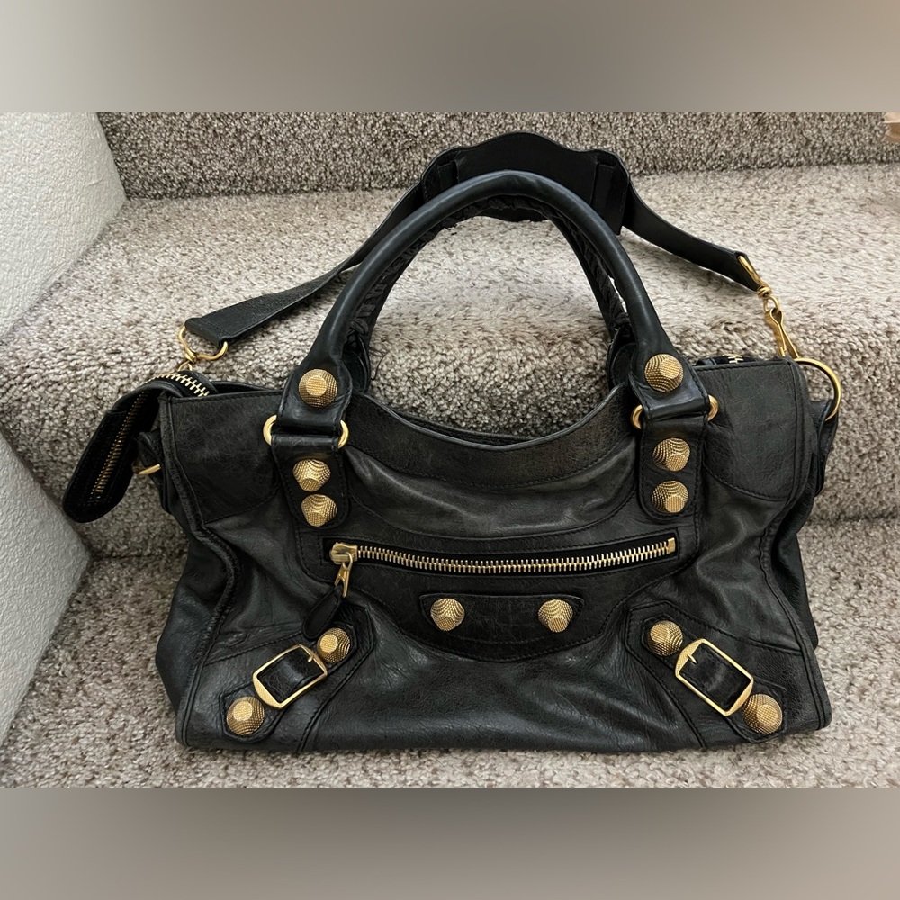 Balenciaga Leather Motorcross Shoulder Bag